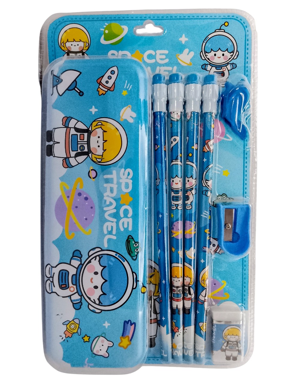 Space Travel Pencil Set, Box | 4 Pencil | Easer | Sharpner | Pencil Grip